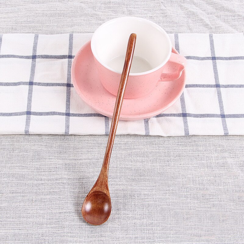 Cuillère à café en bois bambou cuisine ustensile de cuisine outil soupe remuant cuillère à café restauration vaisselle remuer bâton lait thé lait miel: 06