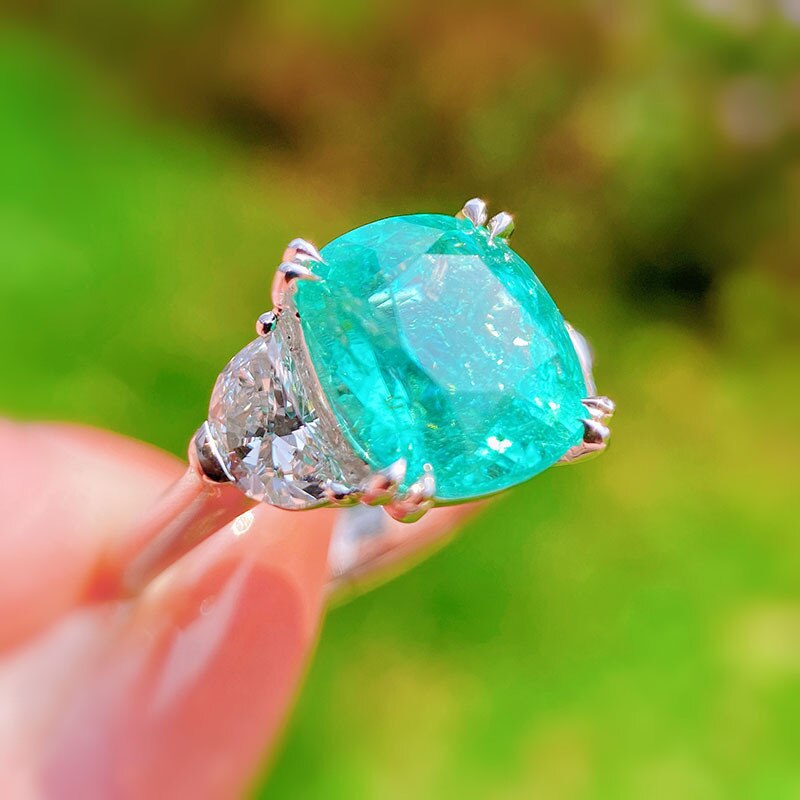 Qtt Mode Ronde Paraiba Toermalijn Ringen Vintage Klassieke Sieraden Voor Vrouwen Wedding Engagement: Default Title