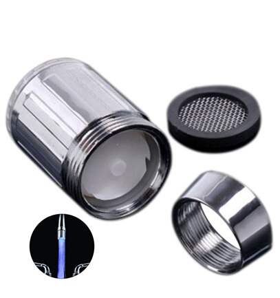 3 kleuren 7 kleuren veranderende gloeiende led keukenkraan douchekraan nieuwigheid lichtgevende kraan sproeikop licht badkamerlamp: Blauw met adapter