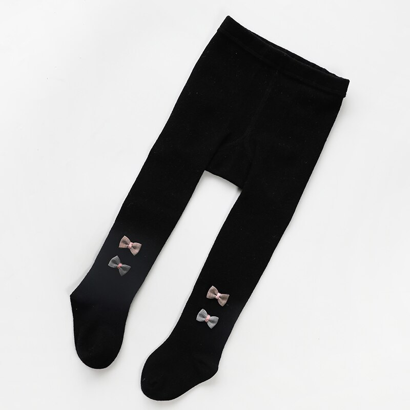 Småbarn jenter bomullsstrømpebukse barn barn hvit forming vårsløyfe søt prinsesse tights nyfødt spedbarn bukser baby tilbehør: Svart / M (2-4 år gammel)