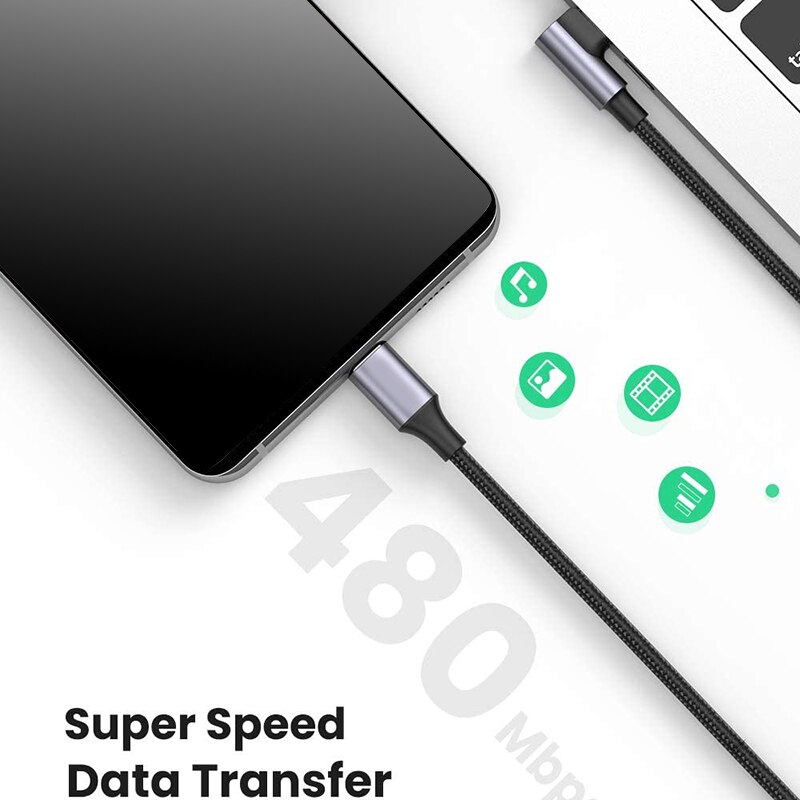 Usb-c-zu-usb-c-kabel, rechtwinklig , 100w -polig, schnellladekabel typ  c 90 , strom- und datenkabel für ipad und samsung