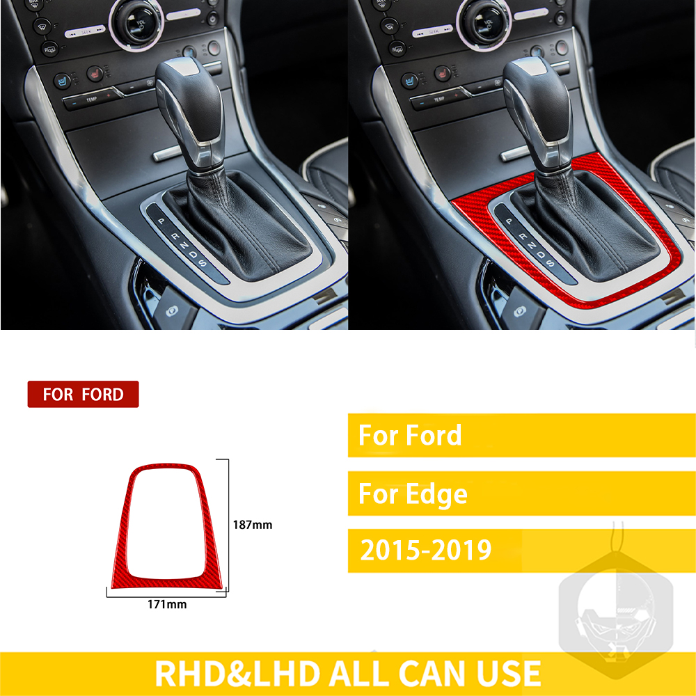 For Ford Edge Accessories Carbon Fiber Interior Gear Panel Cigarette Lighter Cover Trim Sticker: grey