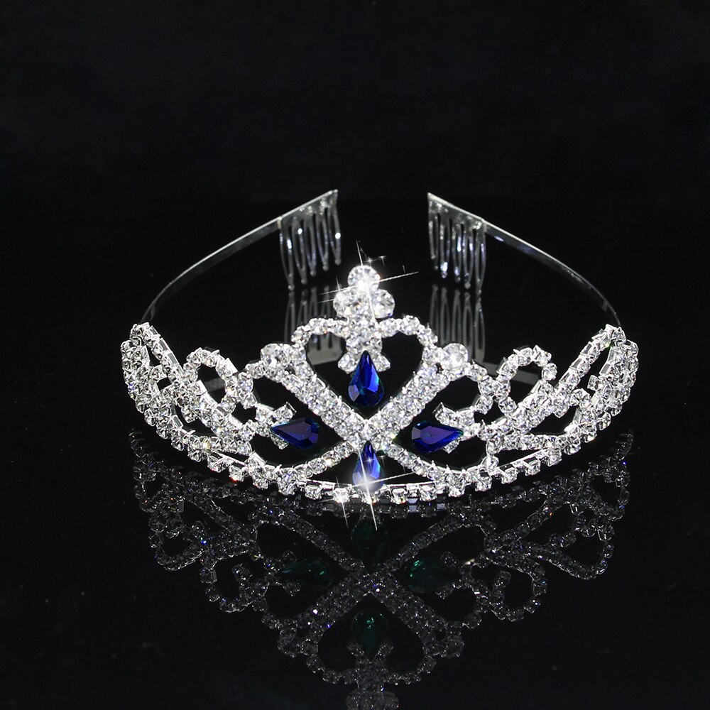 Ainameisi blå krystal tiara bryllup krone pandebånd kvinder piger rhinestone fest brude hår smykker tilbehør
