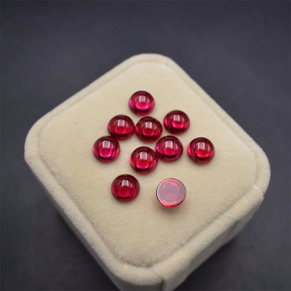 Cabujón redondo de rubí de , color rojo sangre, dureza de rubí Mohs 9 superficie lisa pulida, parte posterior plana, Gema de Rubí, cabina RB099