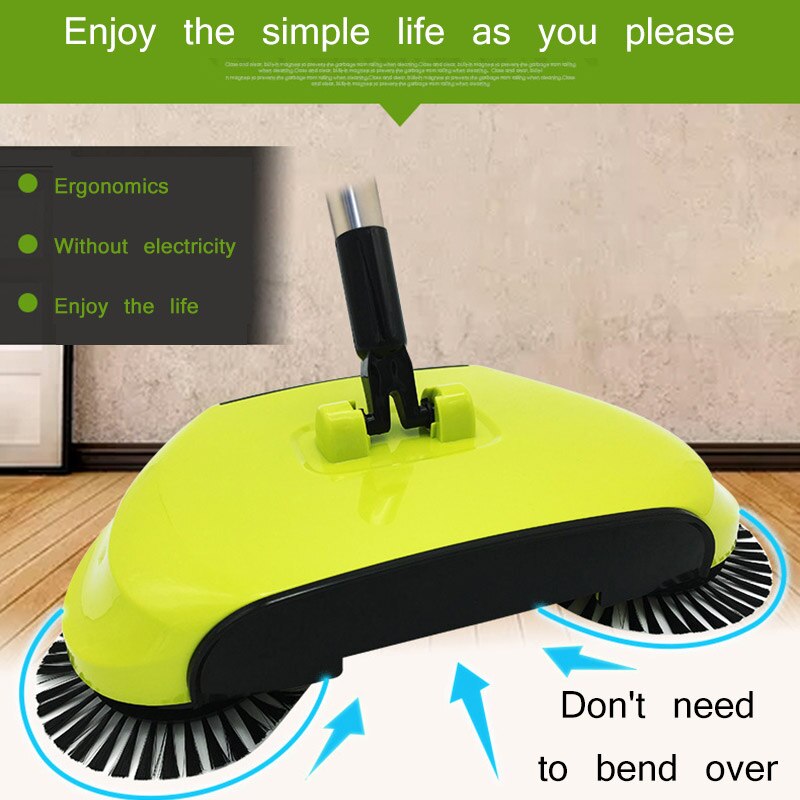 Stainless Steel Sweeper Push Type Hand Push Magic Broom Dust Handle Household Cleaning Package Hand Push Sweeping Mop