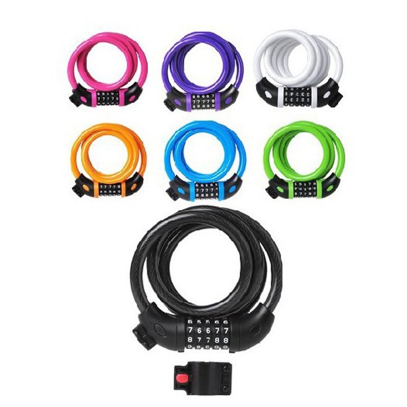 Bike Lock 5 Digit Code Combination Bicycle Security Lock 1200 mm x 12 mm Steel Cable Spiral Bike Cycling Bicycle Lock