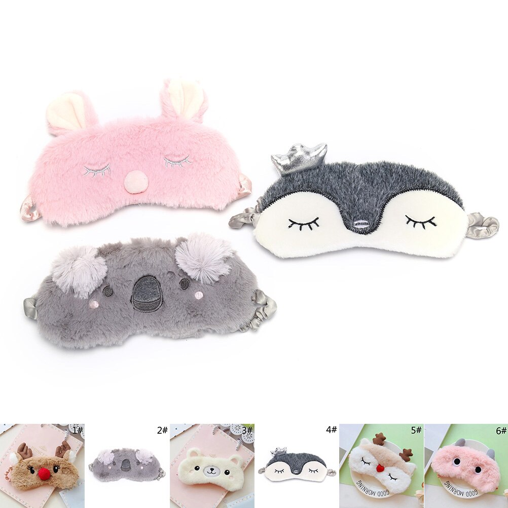 Dessin animé mignon Koala/lapin sommeil oeil masque sieste en peluche oeil ombre pansement reste voyage Relax aide au sommeil bandeau glace couverture oeil Patch