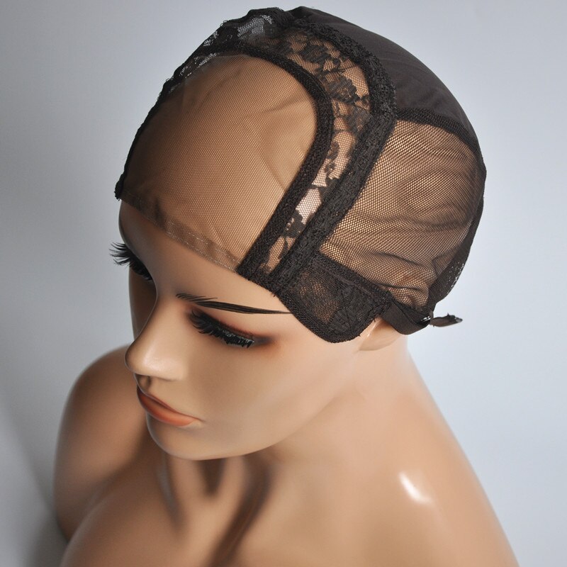 4*4 U Part Wig Cap Swiss Lace Cap For Making Wig With Adjustable Straps Dark Brown/Brown/Light Brown/Beige/Black Gluless Cap