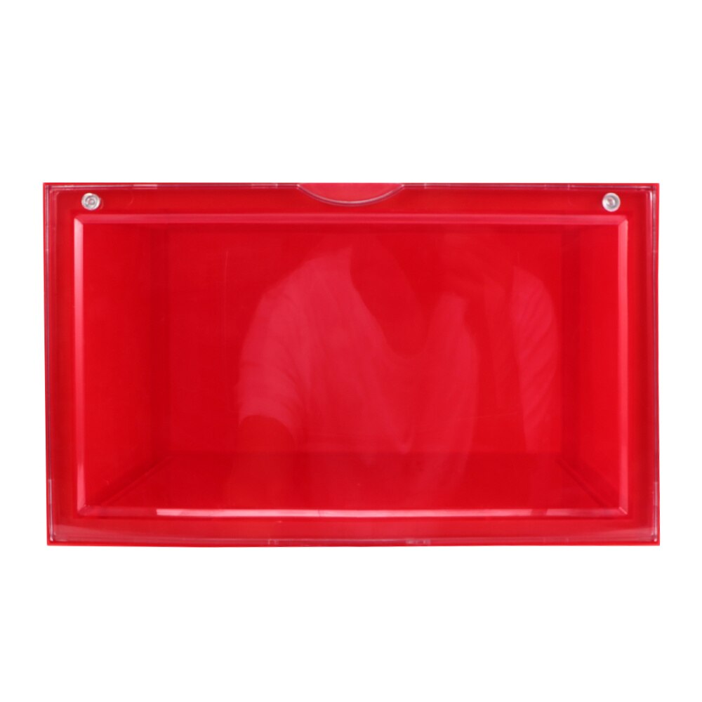 Magnetic Shoes Case Thicken Acrylic Shoes Box Flap Cover Style Shoe Storage Holder Stackable Box (Red, 36x28x22cm): Default Title
