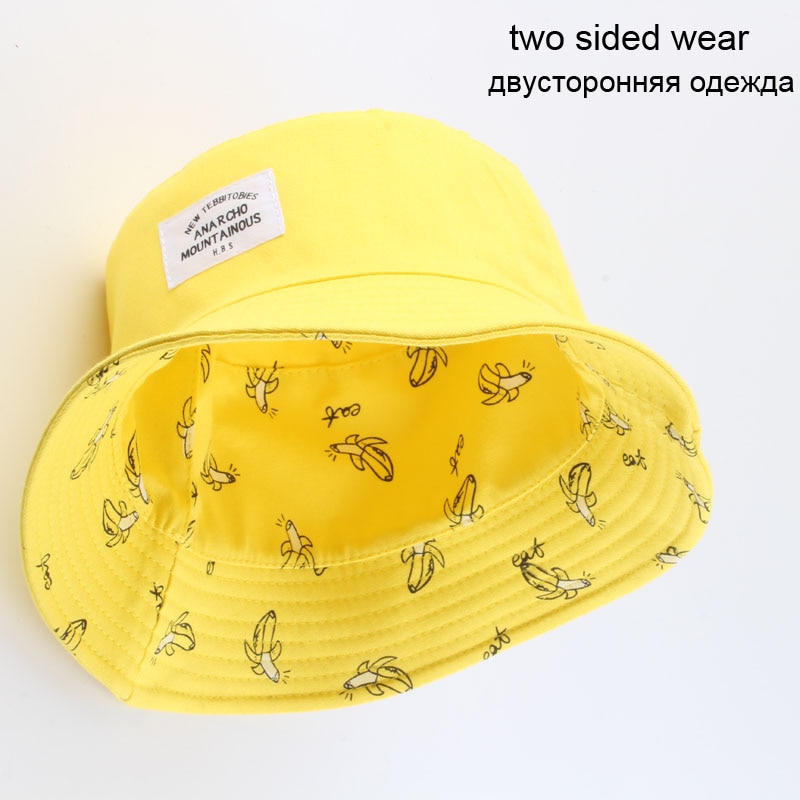 Panama Emmer Hoed Mannen Vrouwen Zomer Emmer Cap Banana Print Geel Bob Hoed Hip Hop Gorros Vissen Visser Hoed
