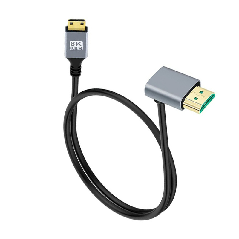 0,5M 1M 8K UHD-kabel omhoog/omlaag/links/rechts hoek HDMI-compatibel Mini Micro HD-scherm Dun snoer voor laptop PC Camera Monitor HDTV: Sky Blue / 1m