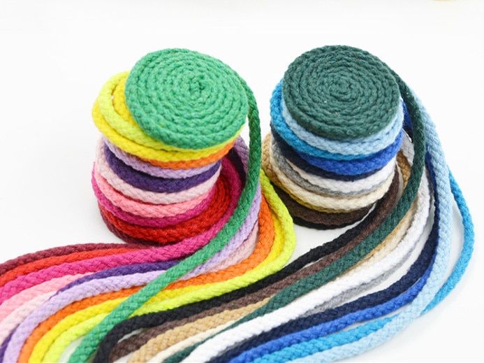 5 meter lange decoratieve gedraaide koord van 5mm dikke katoenen touwkoorden, gekleurde koorden, zwart koord