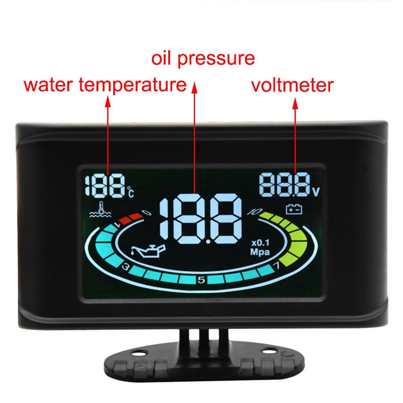 3 In 1 Lcd Digitale Auto Oliedrukmeter Voltmeter Voltage Gauge Water Temperatuurmeter + Sensor Voor 12V/24V Auto Vrachtwagen