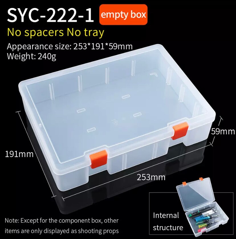 Plastic Tool Storage Box With Locking Handle Removable Compartment Repair Hardware Tools Portable Case Shockproof: 222-1