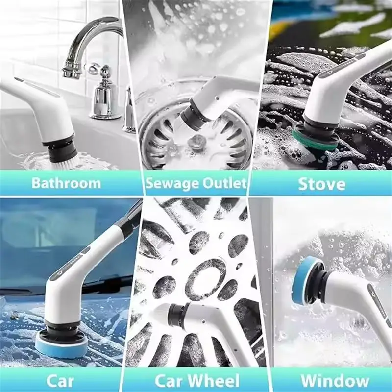 electric rotary washer cordless cleaning brush with adjustable handle cleaning brush