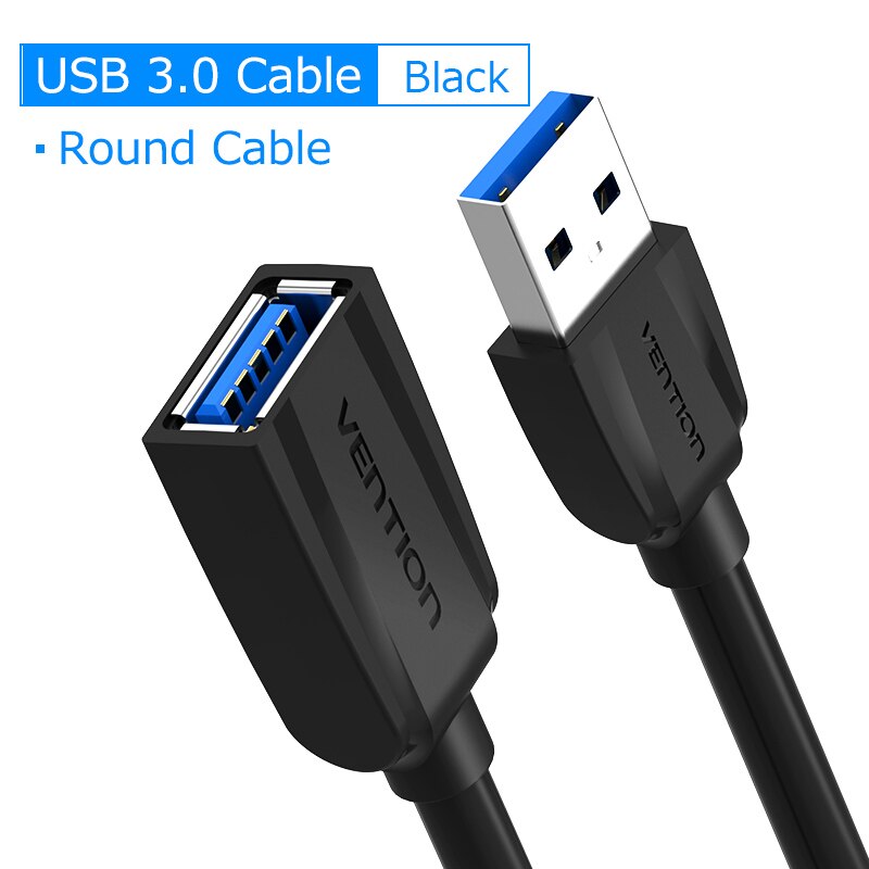 Vention Cable de extensión USB 3,0 Cable para Cámara PC PS4 Xbox Smart TV cargador de alta velocidad y datos USB 3,0 2,0 extensor de Cable: USB 3.0 Round Cable / 2 m