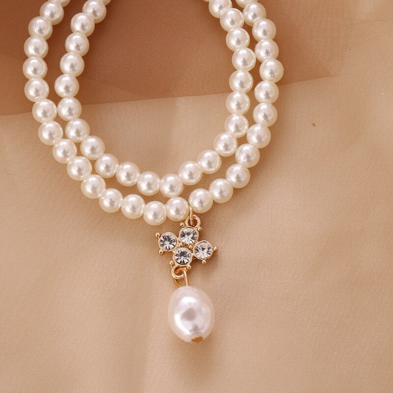 Dubbele Gelaagde Parel Ketting Voor Vrouwen Wit Imitatie Parel Choker Ketting Sleutelbeen Ketting Bruids Bruiloft Sieraden