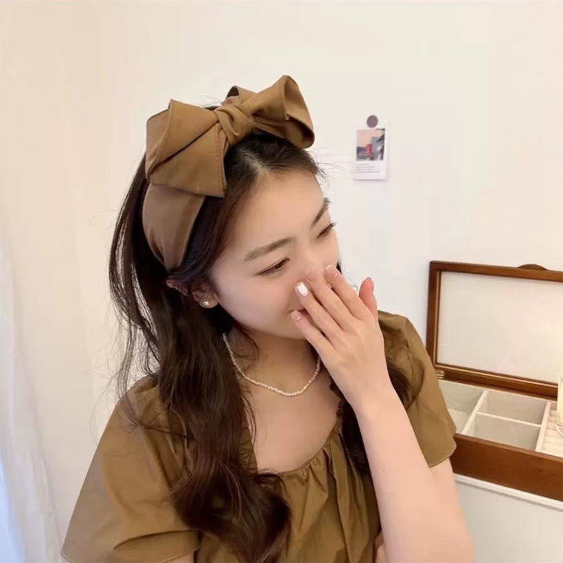 Diadema con lazo multicapa de lado grande para mujer y niña, diadema plisada de tela ancha, accesorios para el cabello para lavado de maquillaje y cara
