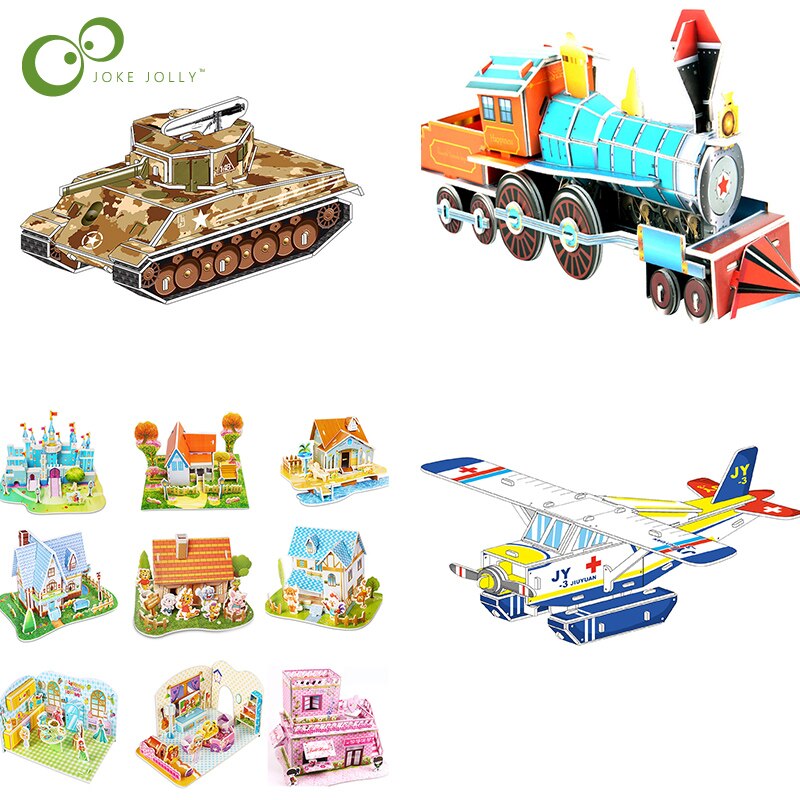 1 Pcs Aantrekkelijke Cartoon Watervliegtuig Tank Trein 3D Puzzel Interessante Leren Educatief Speelgoed Voor Kinderen Kid Wyw