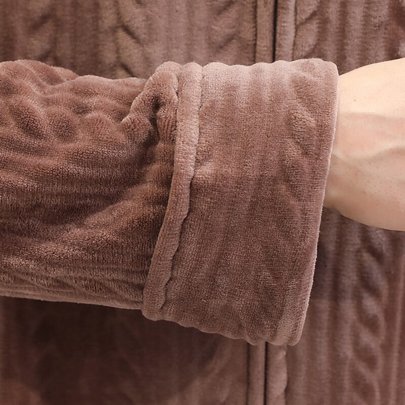 Hommes à capuche Robe hiver col châle polaire peignoir doux Spa Robe en peluche longue chaude peignoir pour hommes confortable pleine longueur chemise de nuit