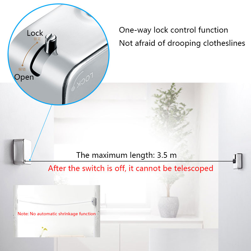 Dookole Retractable Clothesline, 3.5m Retracting Clothes Line Heavy Duty Shower Line for Wet Clothes and Quilt