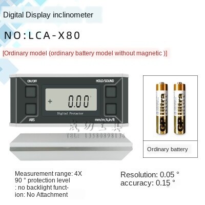 Høj præcision digitalt display inclinometer pro 360 digitalt display vandret lineal vandtæt digitalt display vinkelmåler: Lysegul