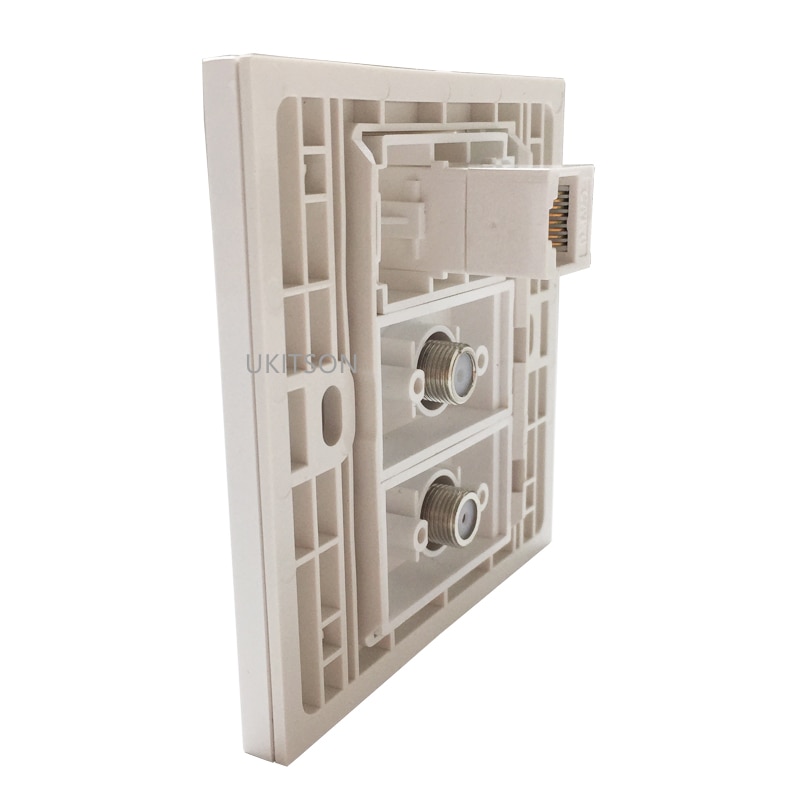 Hunn til hunn katt 6 rj45 lan stikkontakt med 2 rf hode tv støpsel dtv støpsel frontplate 86 x 86mm