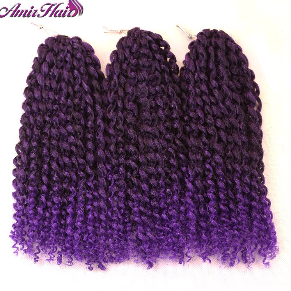 Amir12inch Marley bob Braids Ombre red purple blue Crochet Braiding Hair 3Pack/Lot Synthetic Curly Hair Extensions for Women