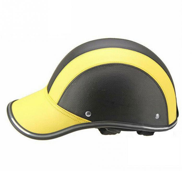 Sport Fietsen Baseball Cap Helm Outdoor Veiligheid Motorfiets Fiets Duurzaam Kleurrijke Warme Lederen Half Helm: Yellow