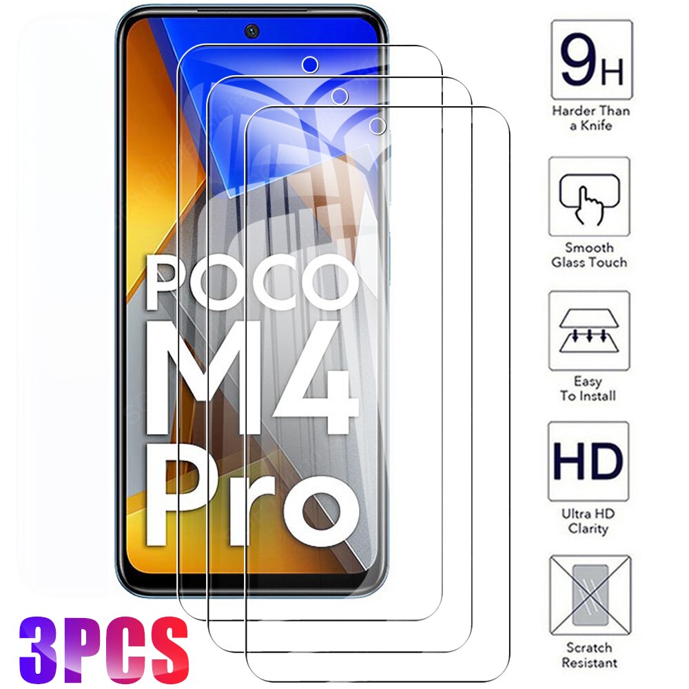 3 Pcs M4pro Beschermende Glas Voor Xiaomi Poco M4 Pro 5G M3 M 4 Pro 4G Screen Protector op Xiomi Pocom4 4pro 5G 2022 Gehard Film