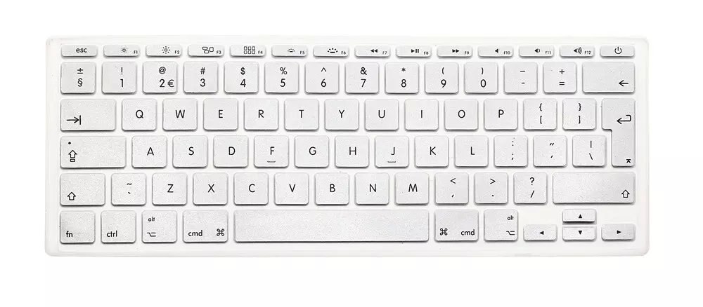 Engelsk tastatur cover beskytter til macbook air 11 &quot; 11.6 tommer engelsk euro tastatur cover silikone skin til mac  a1370 a1465: Sølv