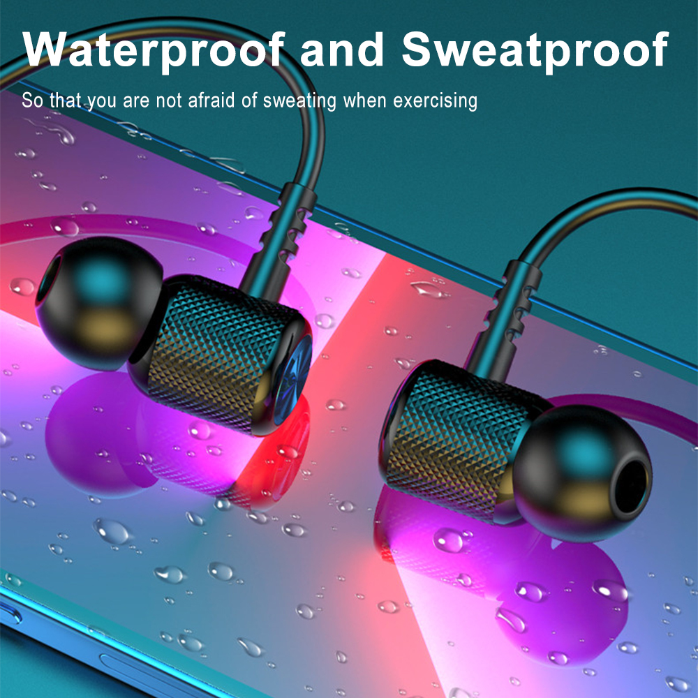 Neck Hanging Sport Headphone Wireless BT 5.0 Earphone Magnetic Bass In-ear with Stereo Microphone Noise Cancelling Music Headset