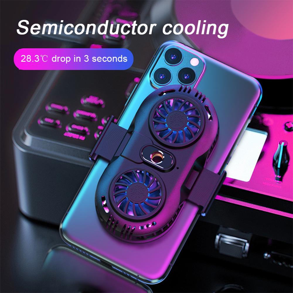 Universele Mobiele Telefoon Radiator Halfgeleider Dubbele Cooler Fan Telefoon Houder Gamepad Controller Koellichaam Gaming Telefoon Cooler
