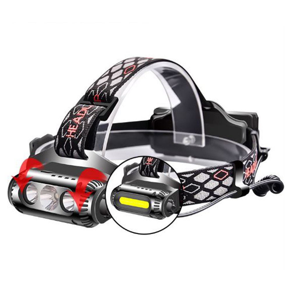 Rotating Strong Head Light White Red Green Three Light Source Multi-Function Usb Charging T6 Warning Headlights