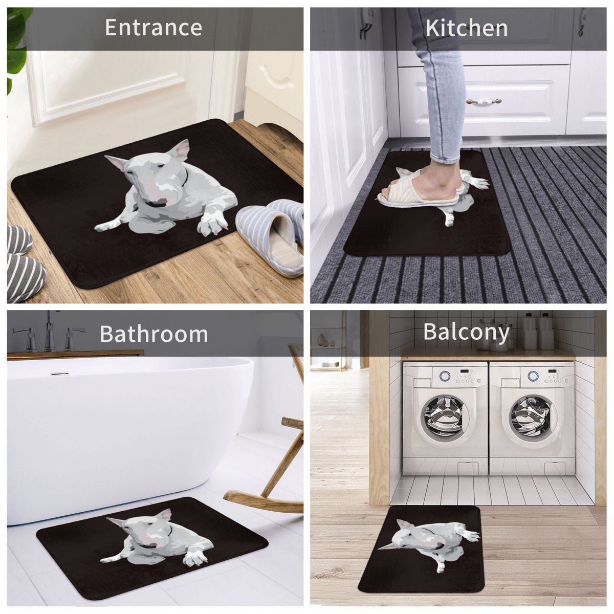 Engels Bull Terrier Bad Deur Vloer Mat Anti-Slip Tapijt Tapijt Entree Woonkamer Thuis Keuken Duurzaam Pluis Badkamer veranda Hond