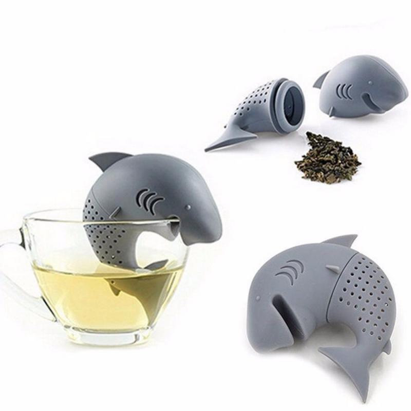Shark Thee-ei Siliconen Theepot Gereedschap Theezeefje Leaf Zeef Siliconen Kruidenthee Losse Thee Filter Theewaar Keuken Accessoire