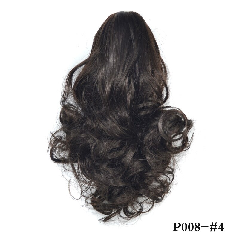 jeedou Short Curly Hair Ponytail Extensions Claw Ponytails Synthetic Natural Black Red Frosted Color Hairpieces: 008-4