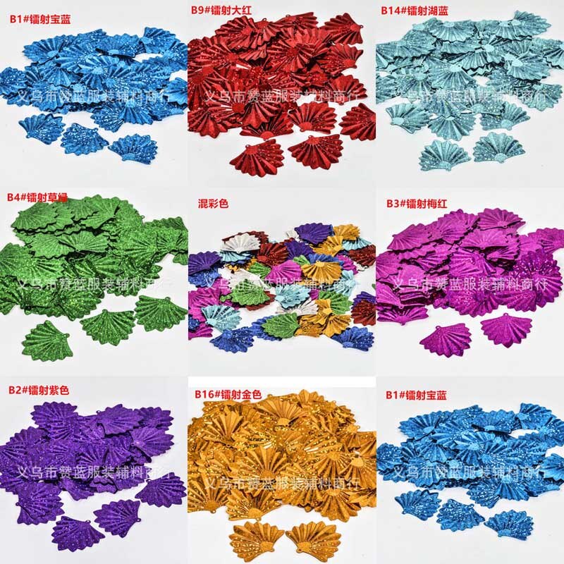 35 × 37mm waaiervormige kralen pailletten diy handgemaakte kleding accessoires materiaal feestdecoratie pailletten  jj386