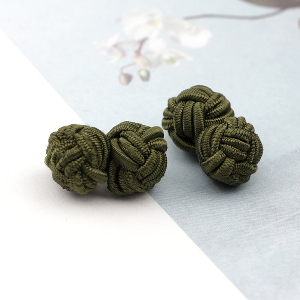 Kleurrijke Dubbele Touw Bal Knoop Manchetknopen Effen Kleuren Gevlochten Handgemaakte Elastische Upscale Mannen Klassieke Manchetknopen Voor Mannen: 13