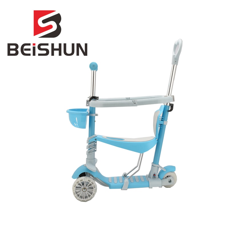 Trottinette 5 en 1 Flash, Trolley de Skateboard pour enfants: Blue (fence)