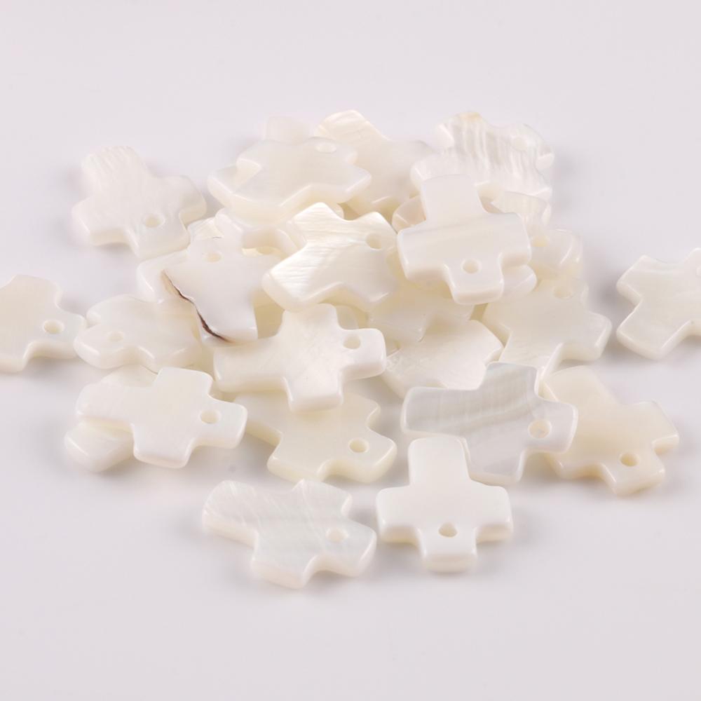 12x10x2 mm Naturalna masa perłowa Biały krzyż Kształty Muszla Koraliki Charms Bransoletka Wisiorek Do DIY Biżuteria Akcesoria do tworzenia biżuterii