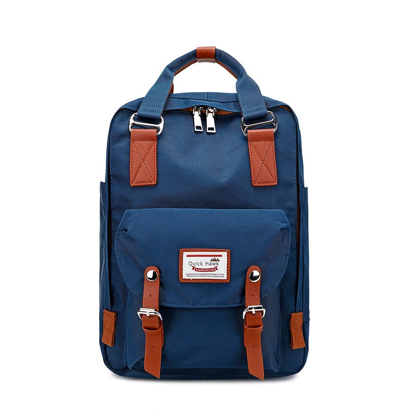 Travel bag solid color Oxford waterproof backpack women's high-capacity school bag women canvas retro laptop backpacks: dark blue