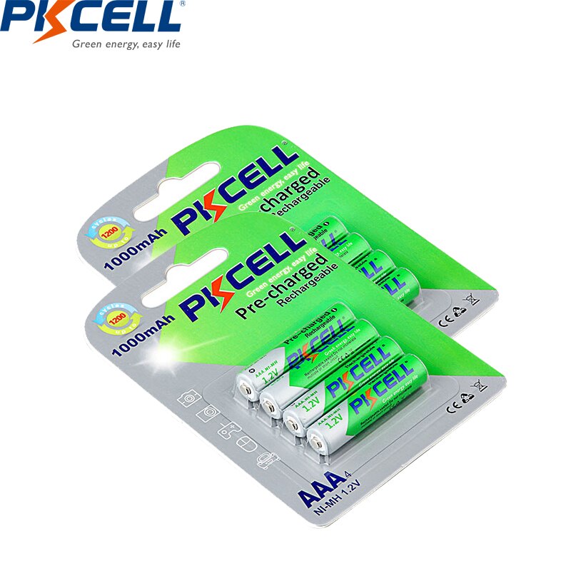 8Pcs Pkcell 1.2V Aaa Ni-Mh Oplaadbare Batterijen Nimh Batterij Lage Zelfontlading Aaa Batterijen 1000Mah Tot 1200 Cirkel Keer