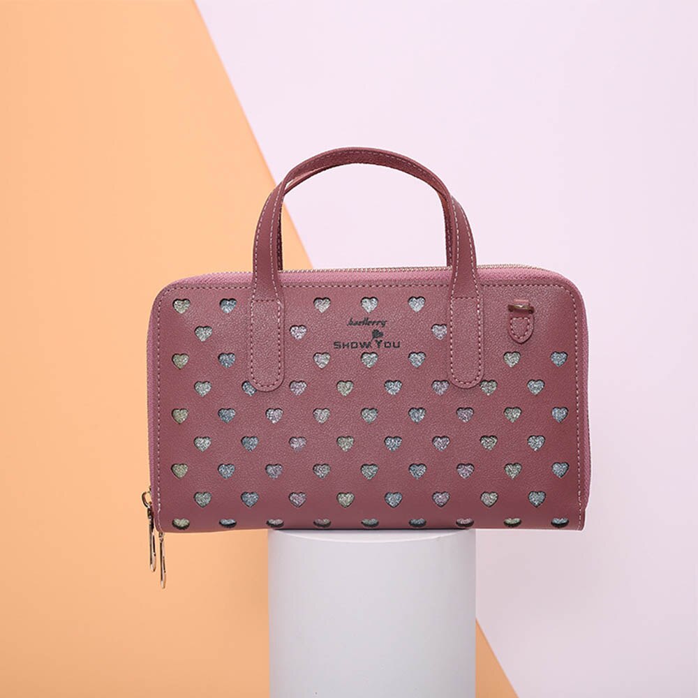 Baellerry kvinnor lång handväska clutch plånböcker special desigh vacker kvinnlig plånbok korthållare stor kapacitet: Rosa 1