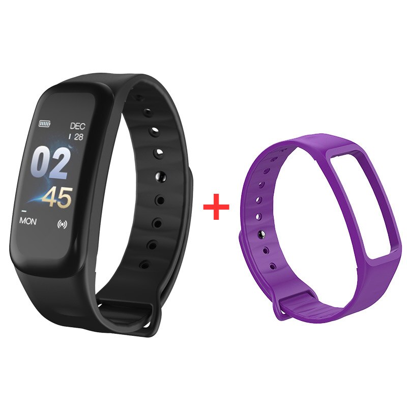 Smart band Blood pressure measure Color OLED Screen C1 plus Fitness tracker Heart rate monitor Waterproof Smartband Watch Sport: Add a purple strap