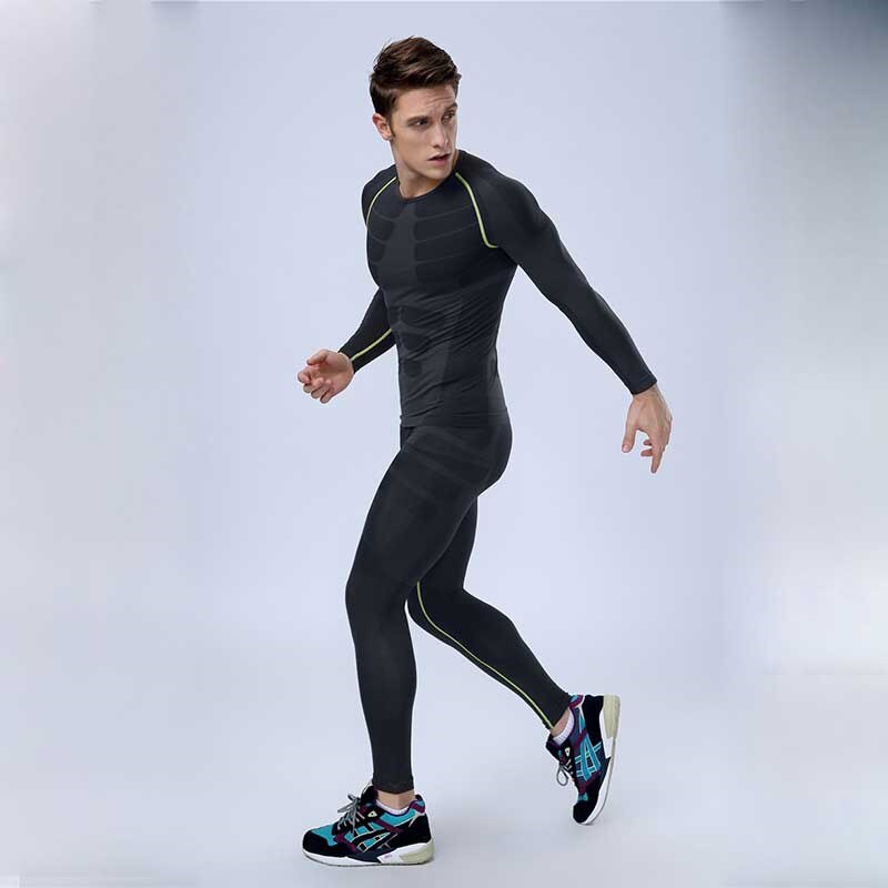 Men Pro Compression Long Johns Fitness Quick Dry Gymming Male Shirts + Tights Pants Sporting Runs Thermal Underwear Sets 0405