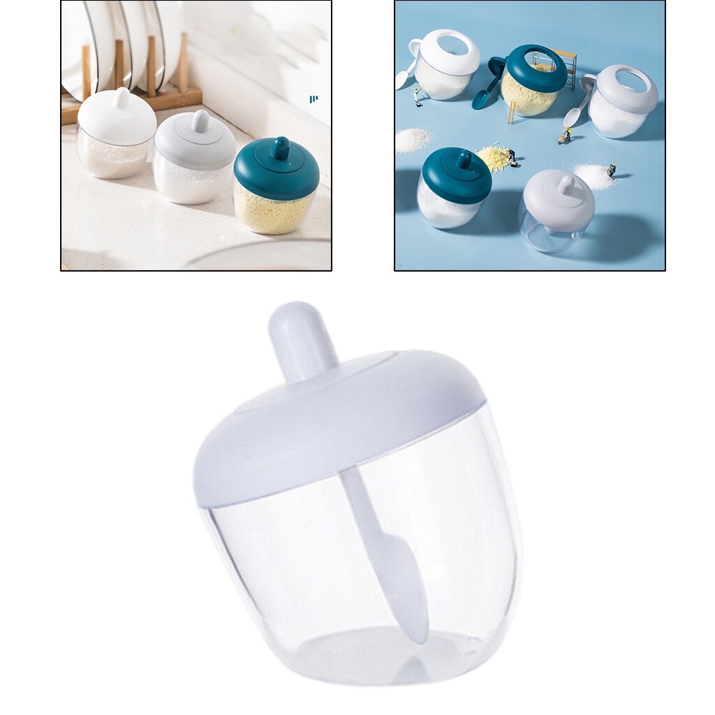 Spice Shaker Set Met Lepel En Spice Potten Spice Voor Opslag Transparante: White