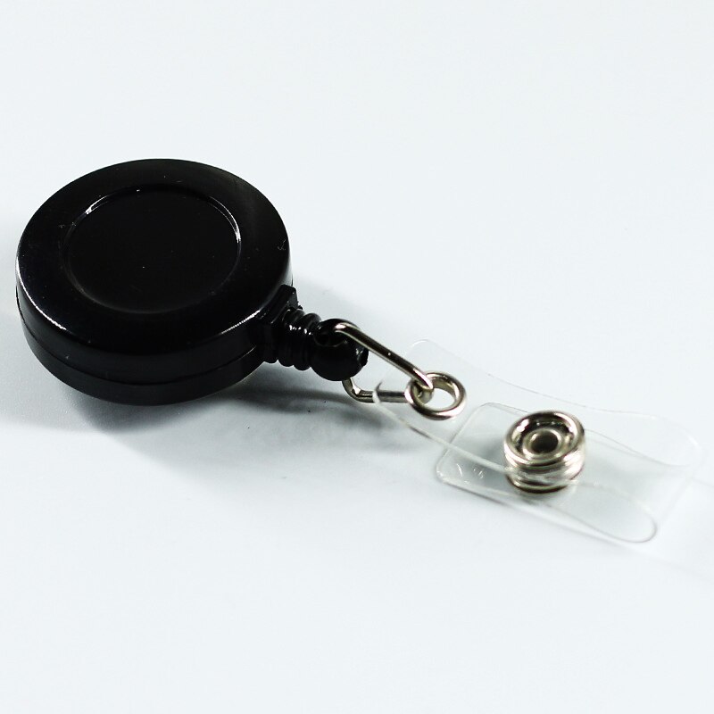 Retractable Pull Badge ID Department Brand Name Badge Holder Scroll Key Ring Chain Clip School Student Office: black