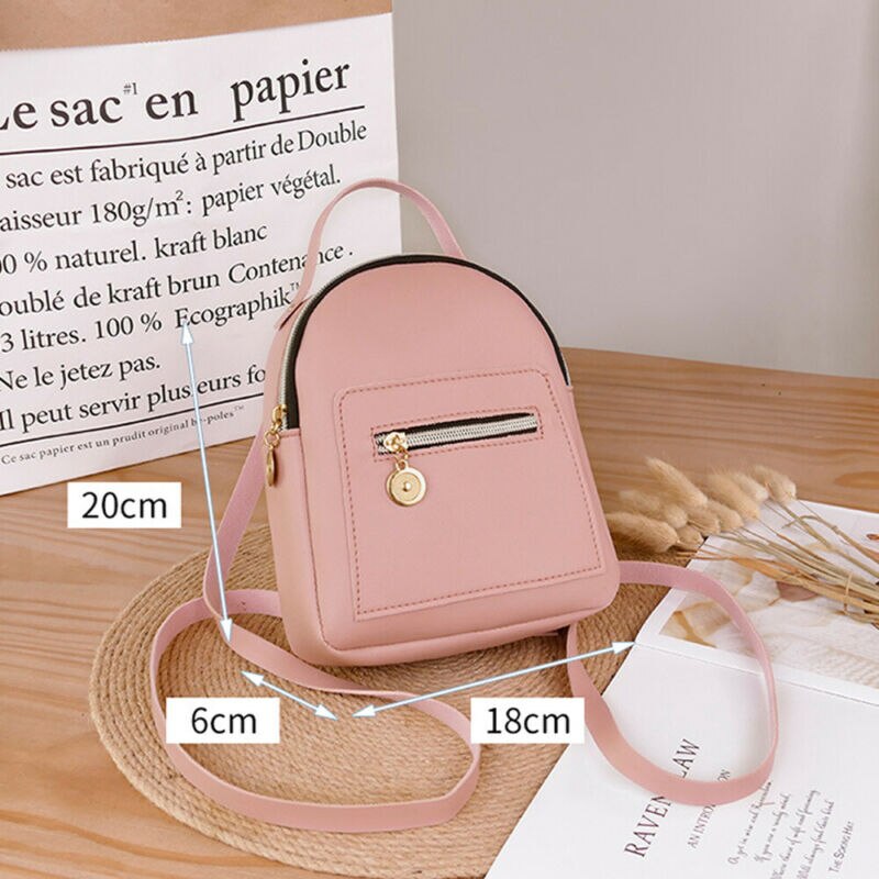été sac à dos pour femmes Mini petit solide fermeture éclair doux décontracté sac à dos sac d'école