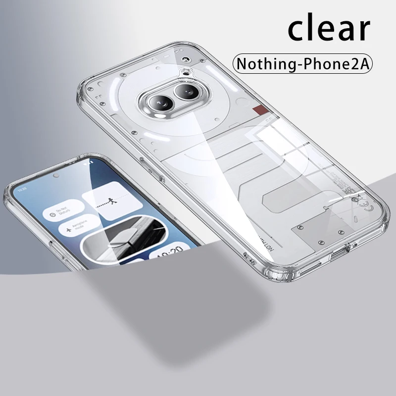 Kristall genomskinligt pansarskal stötsäkert fodral för ingenting telefon 2a tpu ram hårdplast magnetisk trådlös laddning baksida: Mörkgrå